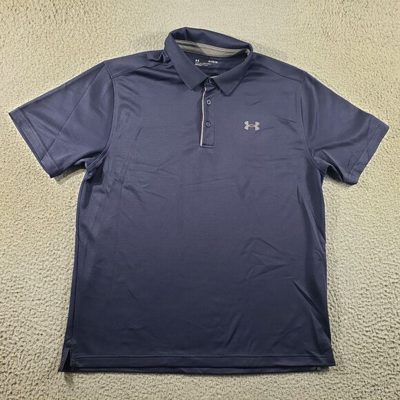 Under Armour Shirt Mens XL Extra Large Blue Polo Loose Golf Short Sleeve Stretch - Picture 1 of 10
